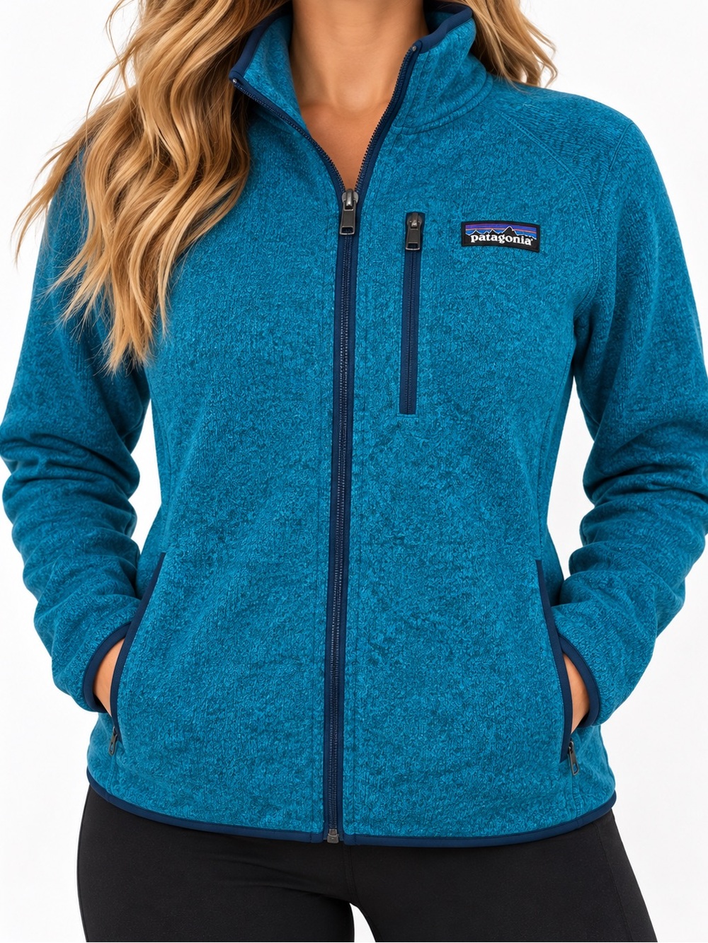 Patagonia Teal Full-Zip Teddy Fleece Jacket